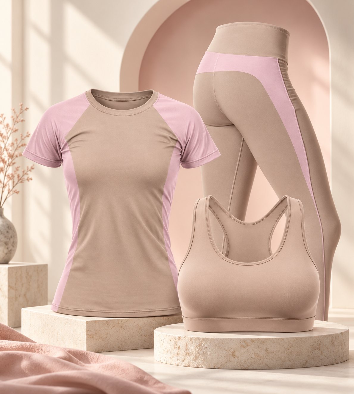 Women’s Premium 3-in-1 Gym Wear Set | T-Shirt, Sports Bra & Leggings