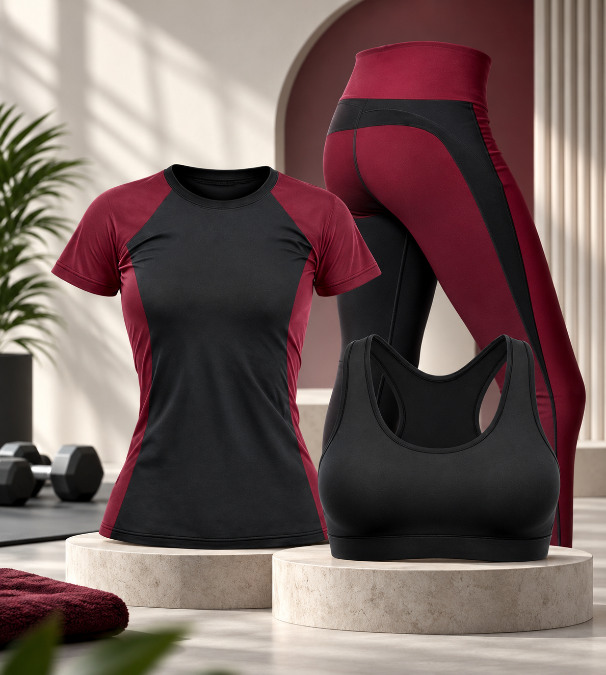 Women’s Premium 3-in-1 Gym Wear Set | T-Shirt, Sports Bra & Leggings