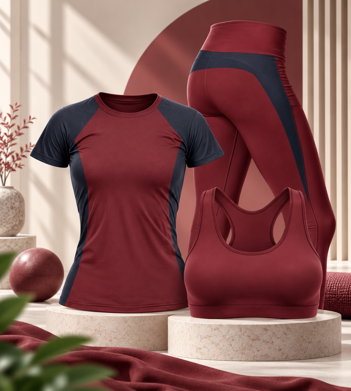 Women’s Premium 3-in-1 Gym Wear Set | T-Shirt, Sports Bra & Leggings